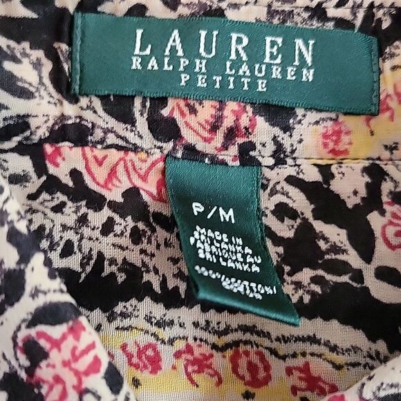 EC LAUREN RALPH LAUREN PETITE 100% COTTON BLOUSE WITH RUFFLE SZ.P/M - Picture 2 of 5
